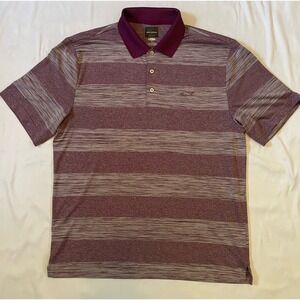 Greg Norman Polo Shirt Burgundy Maroon Play Dry Golf  Stripes Men's‎ Size L